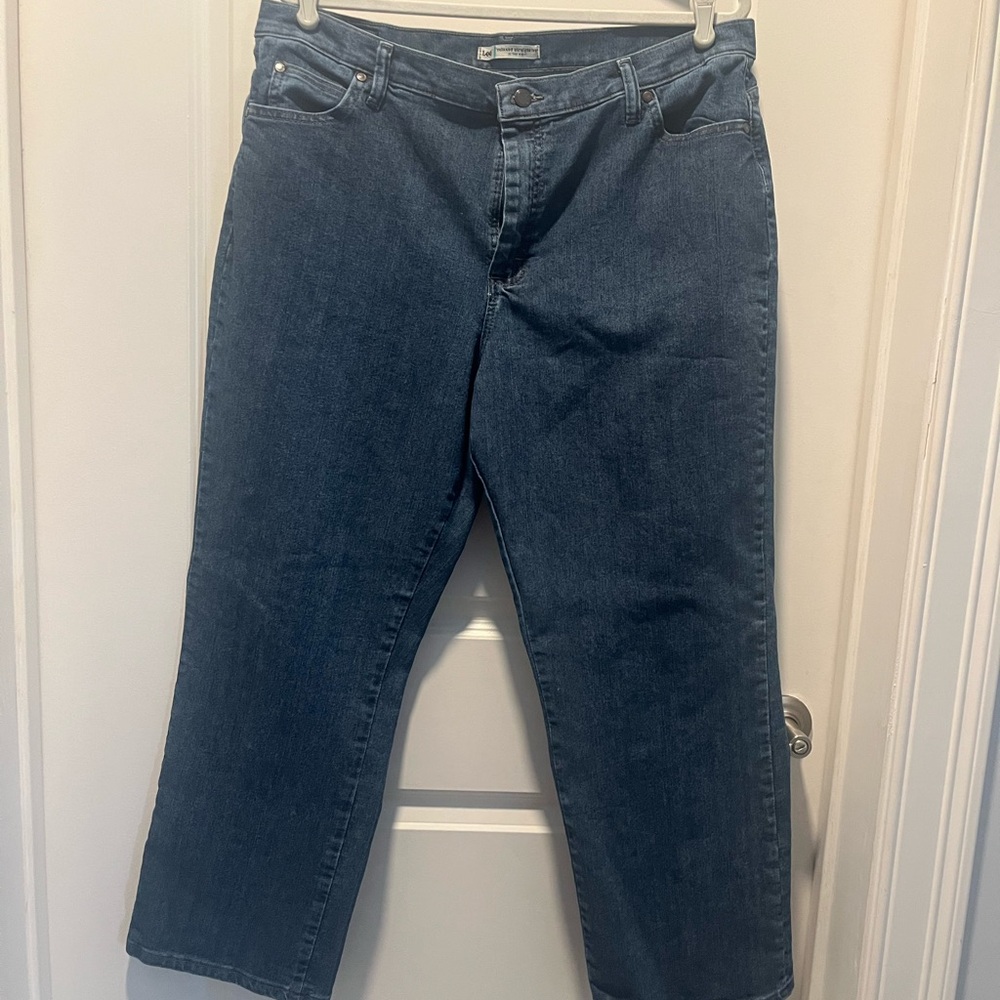 Lee Relaxed Straight Leg Jeans at the Waist | Petite 18 | Classic Medium Wash